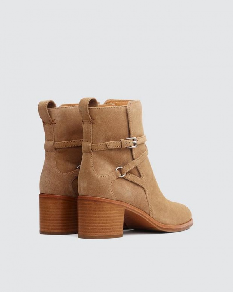 Rag & Bone Hazel Buckle Boot - Suede Chelsea Boot Camel Suede | 12389THOU