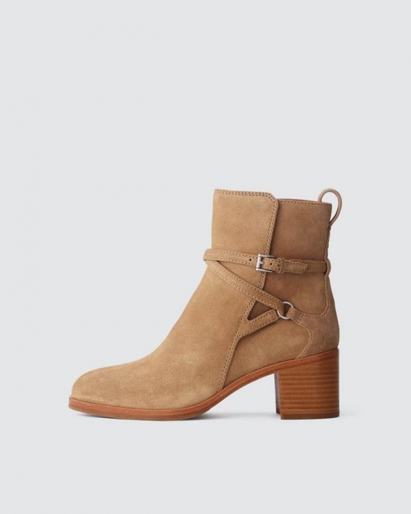 Rag & Bone Hazel Buckle Boot - Suede Chelsea Boot Camel Suede | 12389THOU