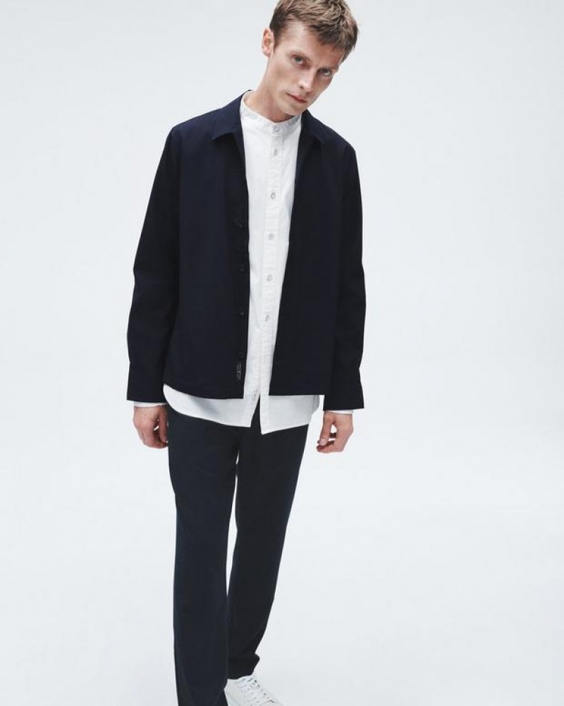 Rag & Bone Hyde Tropical Wool Shirt Jacket Relaxed Fit Navy | 38045ZYMP