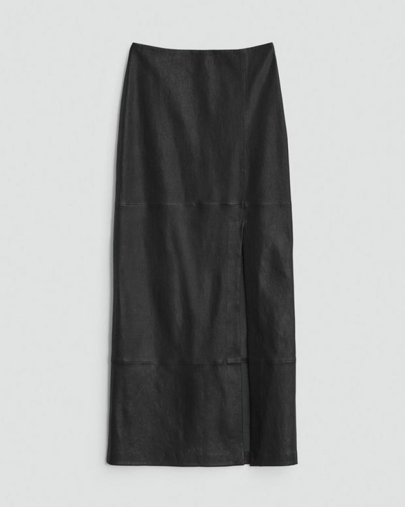 Rag & Bone Ilana Stretch Leather Skirt Maxi Black | 18230ZGOV