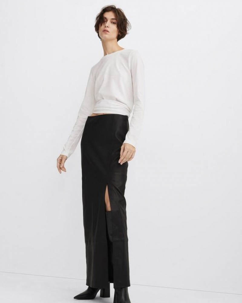 Rag & Bone Ilana Stretch Leather Skirt Maxi Black | 18230ZGOV