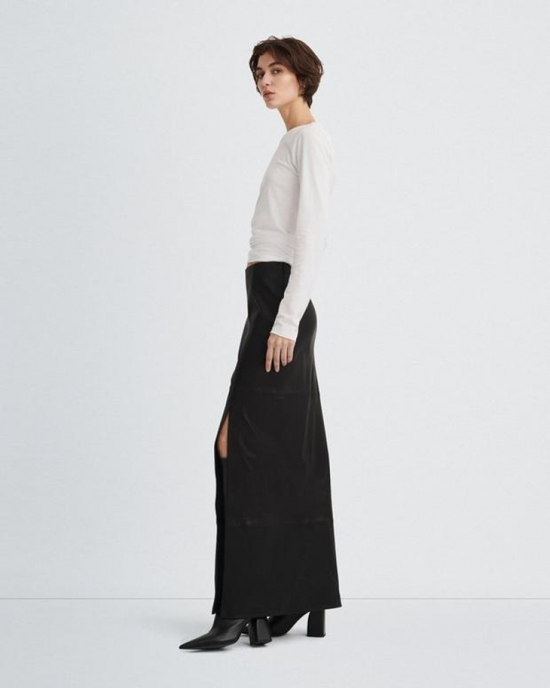 Rag & Bone Ilana Stretch Leather Skirt Maxi Black | 18230ZGOV