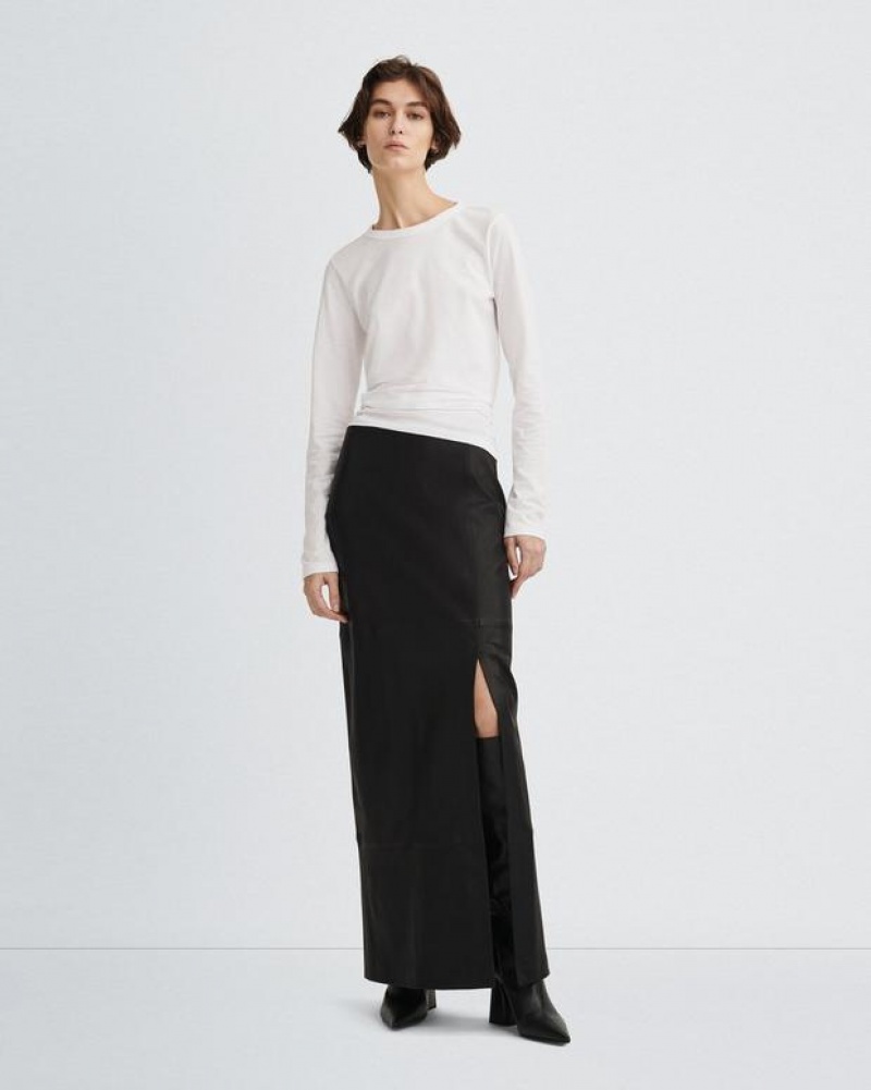 Rag & Bone Ilana Stretch Leather Skirt Maxi Black | 18230ZGOV