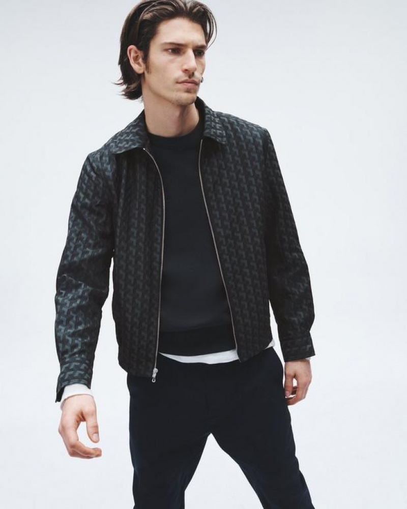 Rag & Bone Irving Italian Jacquard Jacket Relaxed Fit Navy Gemma Geo | 50243HMQI