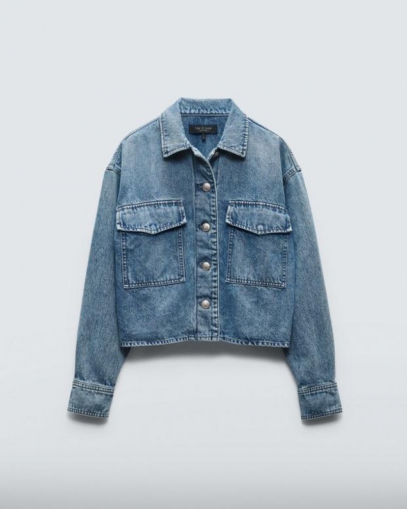 Rag & Bone Jaiden Denim Shirt Jacket Relaxed Fit Elle | 09652TDOK