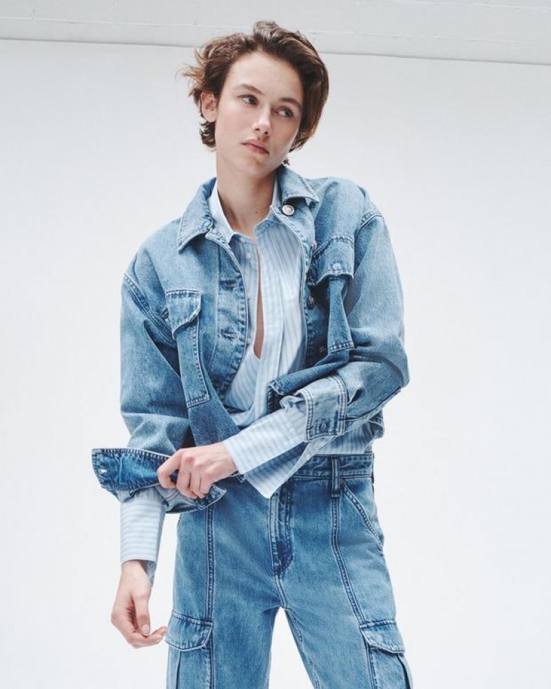 Rag & Bone Jaiden Denim Shirt Jacket Relaxed Fit Elle | 09652TDOK