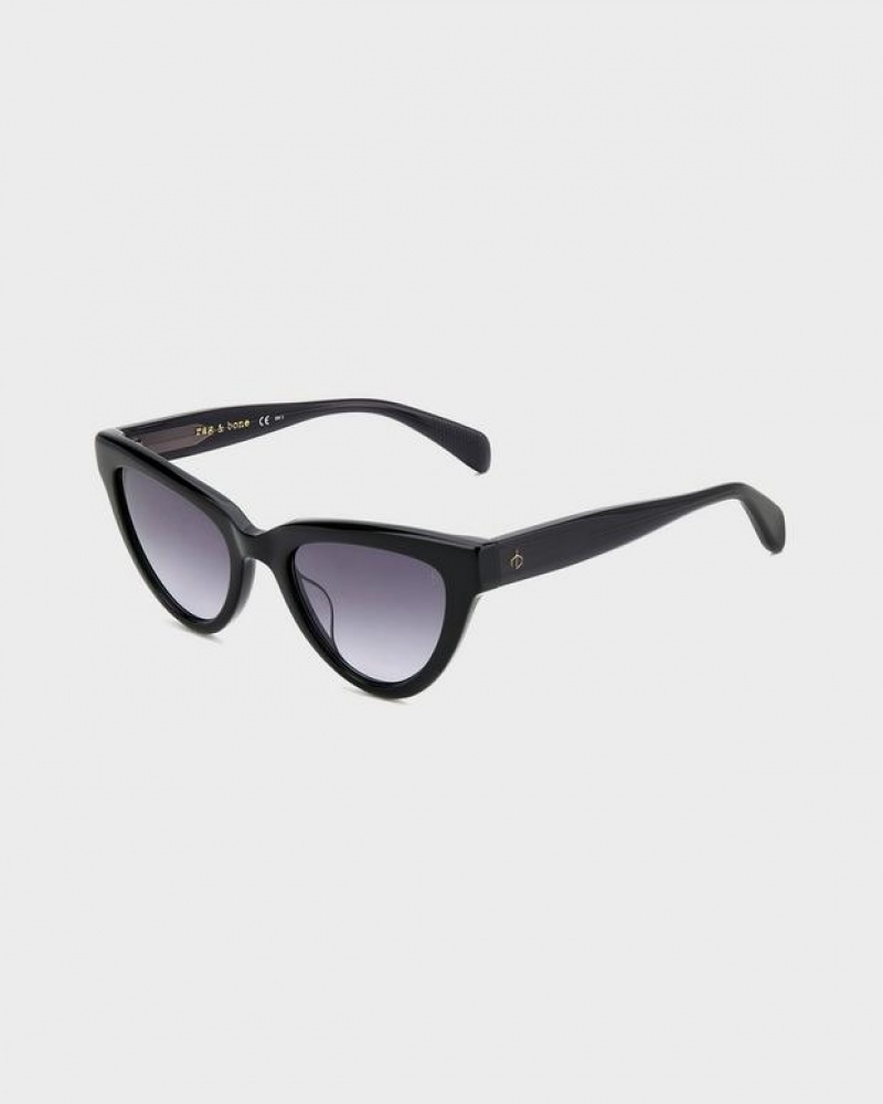 Rag & Bone Jenna Cat Eye Sunglasses Black | 34657JOQP