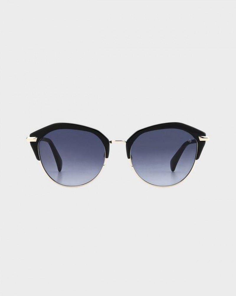 Rag & Bone Josie Oval Sunglasses Black | 07598XPON