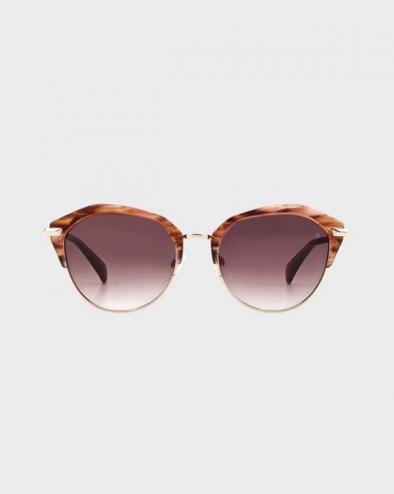 Rag & Bone Josie Oval Sunglasses Burgundy | 90587FLNV