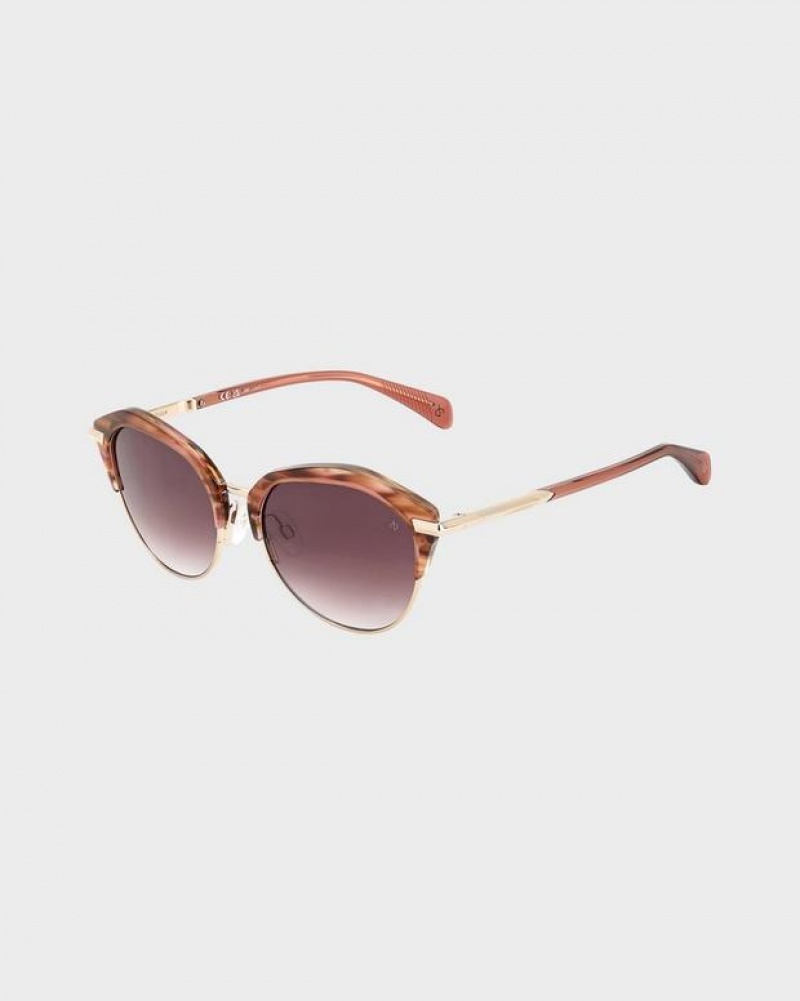 Rag & Bone Josie Oval Sunglasses Burgundy | 90587FLNV