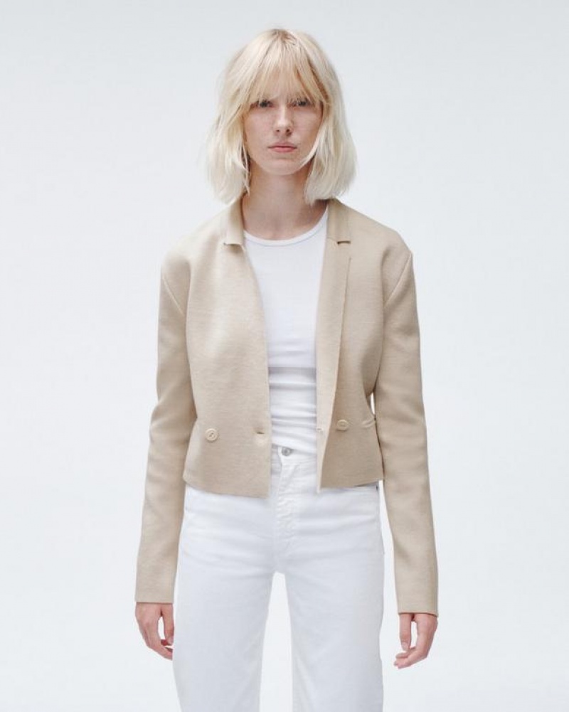 Rag & Bone Joy Merino Wool Blazer Classic Fit Ivory | 70962OXDR