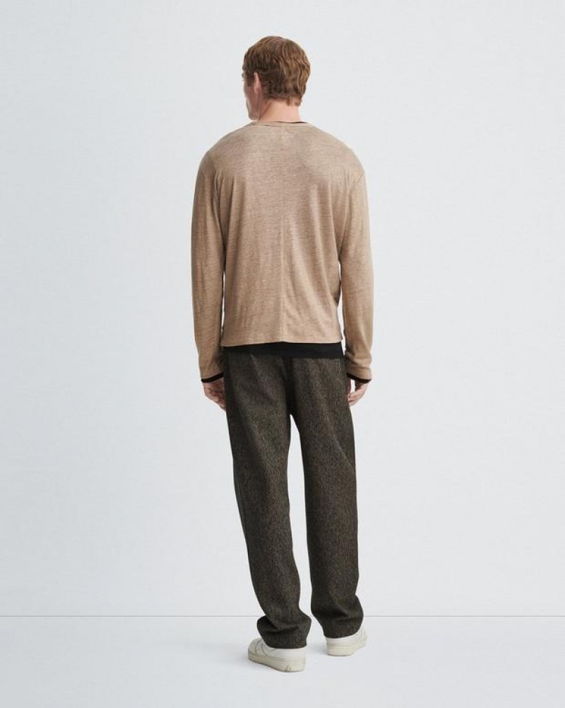 Rag & Bone Kerwin Long Sleeve Tee Linen T-Shirt Taupe | 57089JVBU