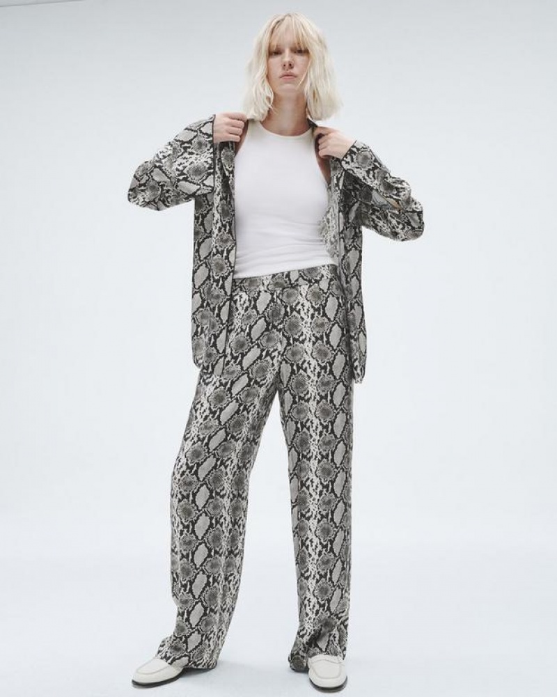 Rag & Bone Lacey Printed Silk Pant Relaxed Fit Snake Print | 12386XMWL