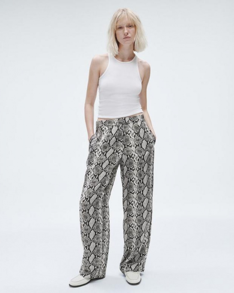 Rag & Bone Lacey Printed Silk Pant Relaxed Fit Snake Print | 12386XMWL