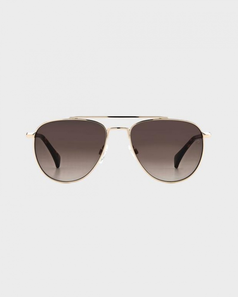 Rag & Bone Lana Aviator Sunglasses Gold Brown | 04831GNMO