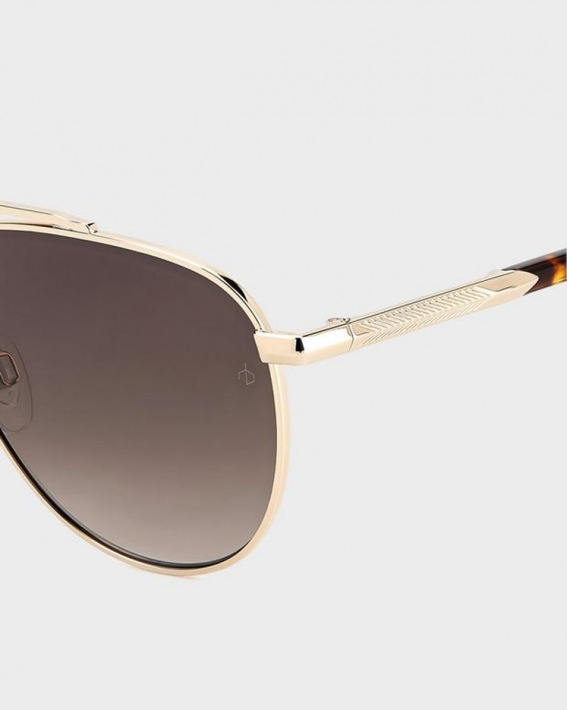 Rag & Bone Lana Aviator Sunglasses Gold Brown | 04831GNMO