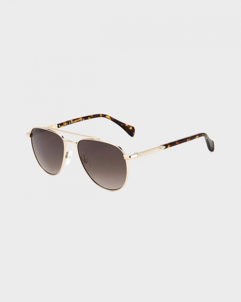 Rag & Bone Lana Aviator Sunglasses Gold Brown | 72508RCFH