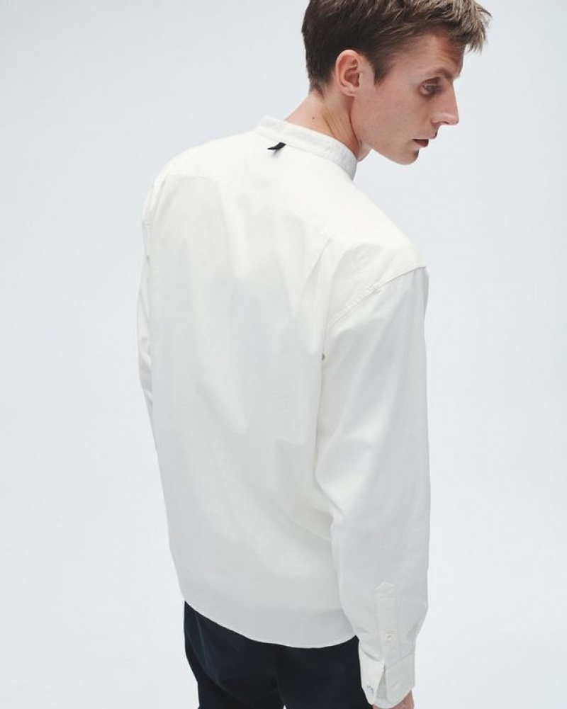 Rag & Bone Landon Cotton Poplin Shirt Relaxed Fit Button Down Marshmallow | 28063LSQH