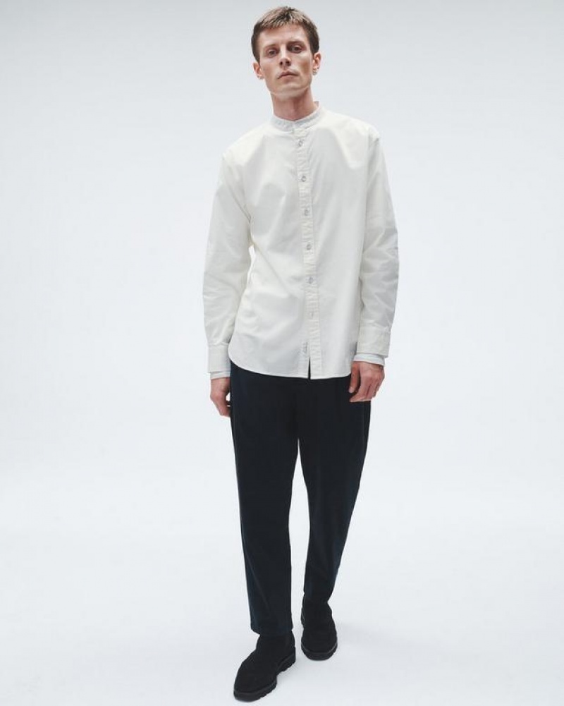 Rag & Bone Landon Cotton Poplin Shirt Relaxed Fit Button Down Marshmallow | 28063LSQH