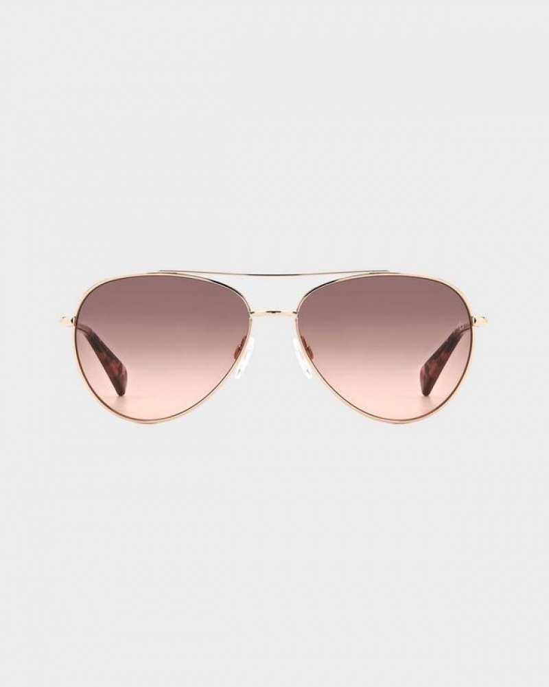 Rag & Bone Leslie Aviator Sunglasses Red Gold | 09431LPCX