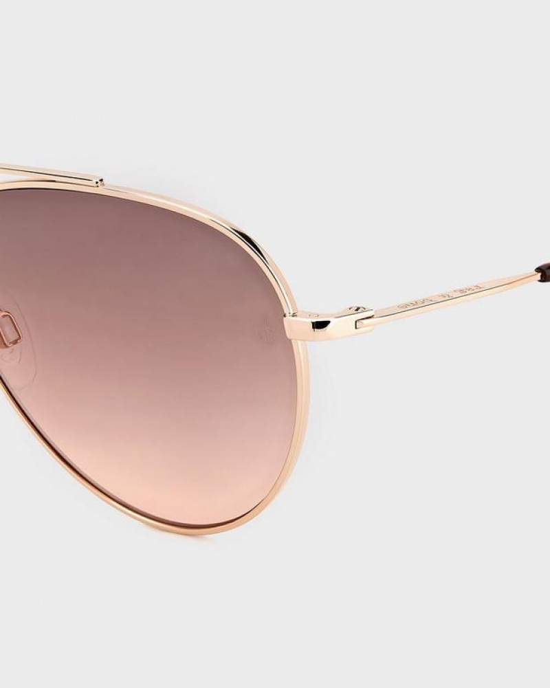 Rag & Bone Leslie Aviator Sunglasses Red Gold | 09431LPCX