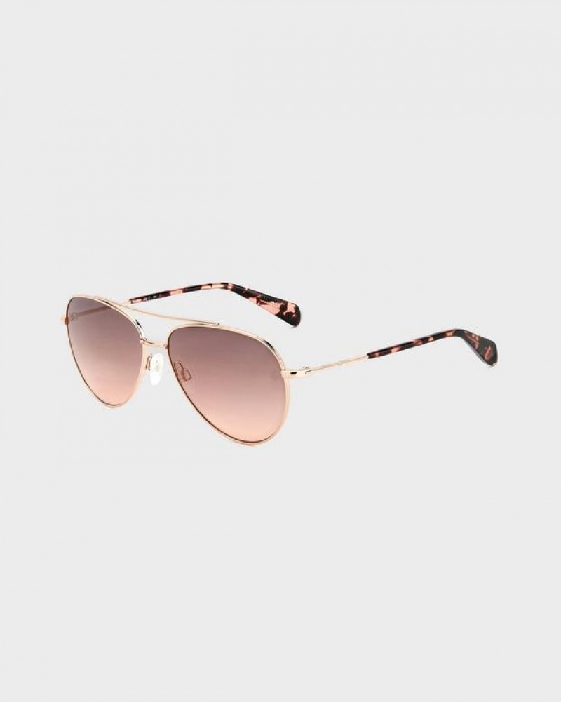 Rag & Bone Leslie Aviator Sunglasses Red Gold | 09431LPCX