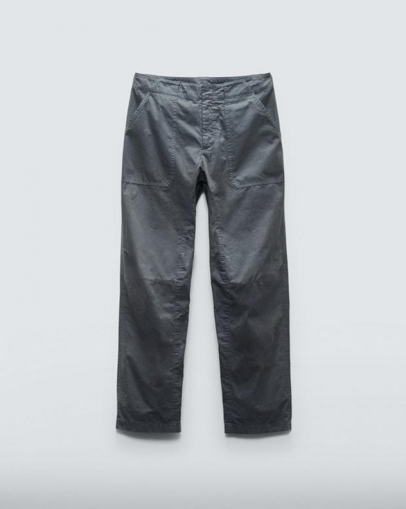 Rag & Bone Leyton Cotton Pant Relaxed Fit Dark Grey | 19570WSXZ