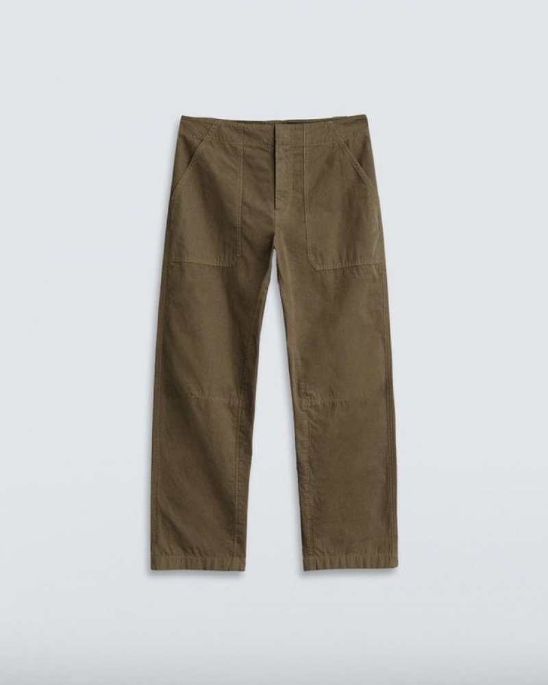 Rag & Bone Leyton Workwear Cotton Pant Relaxed Fit Olive Green | 72486KWNO