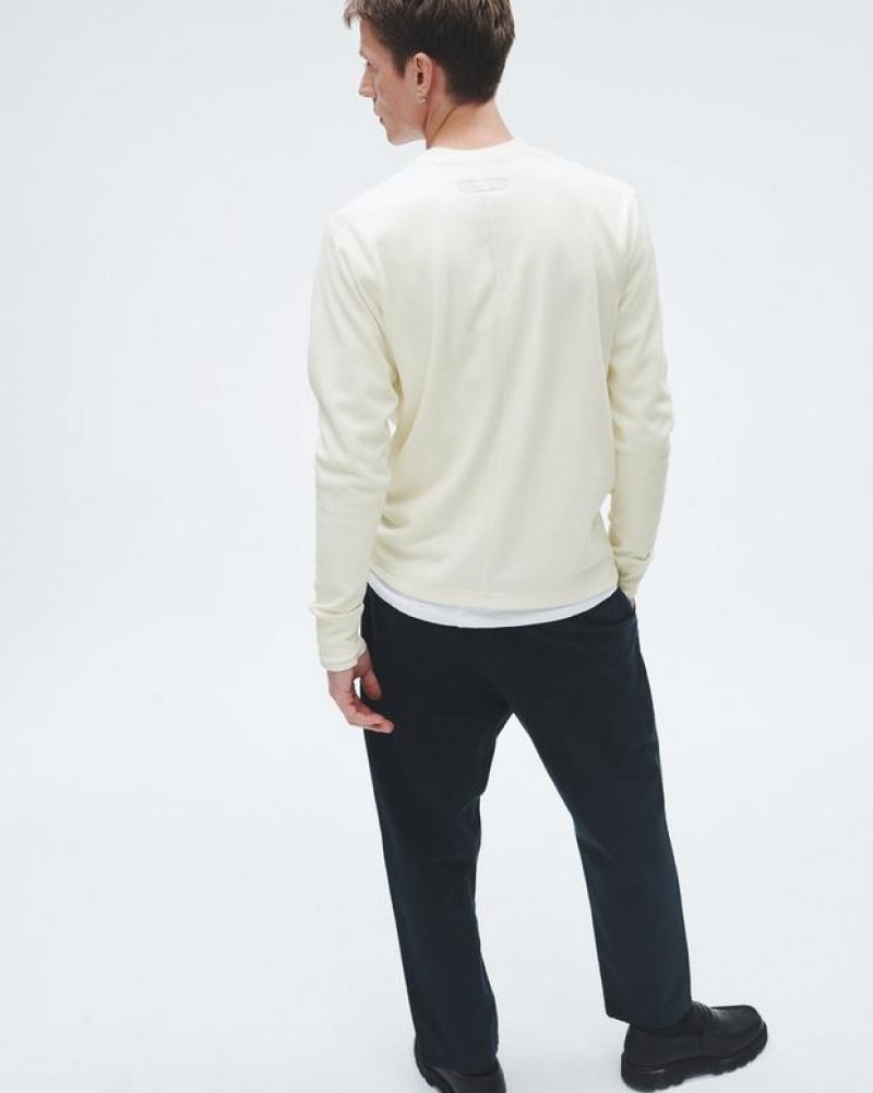 Rag & Bone Lightweight Waffle Henley Cotton T-Shirt Ivory | 17680BKMC