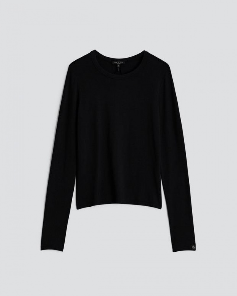 Rag & Bone Luca Long Sleeve Tee Modal T-Shirt Black | 25368DZPU