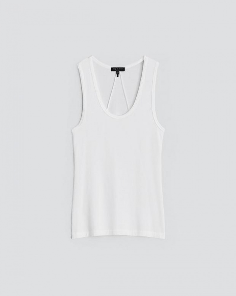 Rag & Bone Luca Tank Modal T-Shirt White | 40379PFJL