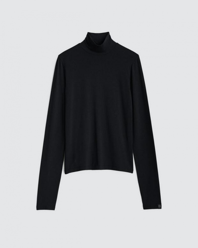 Rag & Bone Luca Turtleneck Modal T-Shirt Black | 15083LNXY