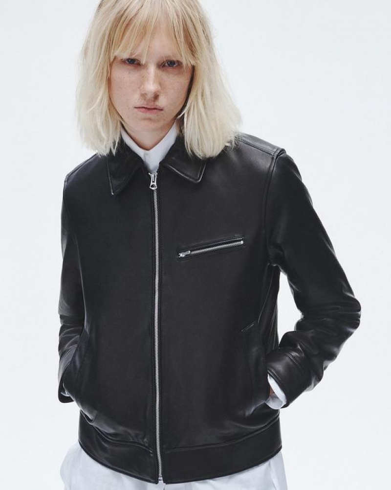 Rag & Bone Manon Leather Jacket Classic Fit Black | 41582BYFK