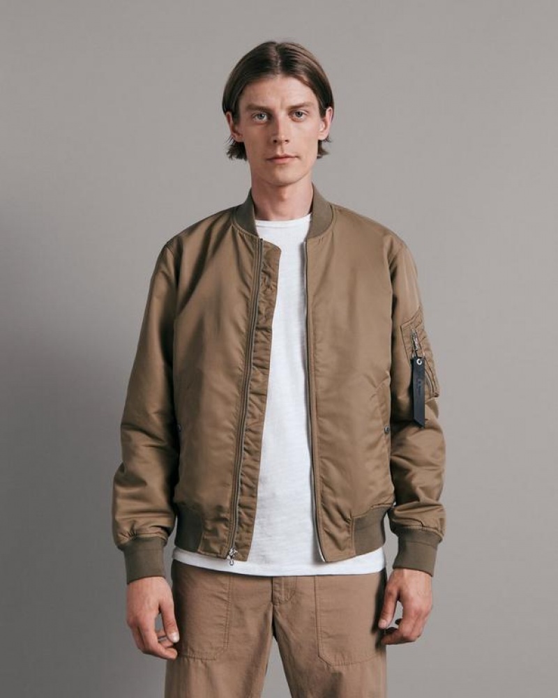 Rag & Bone Manston Recycled Nylon Bomber Classic Fit Jacket Army Green | 59280EMZB