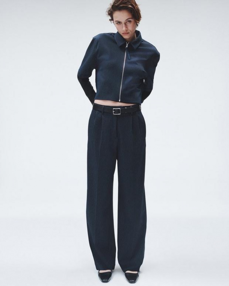 Rag & Bone Marianne Ponte Pant Relaxed Fit Navy Stripe | 87465KNLT