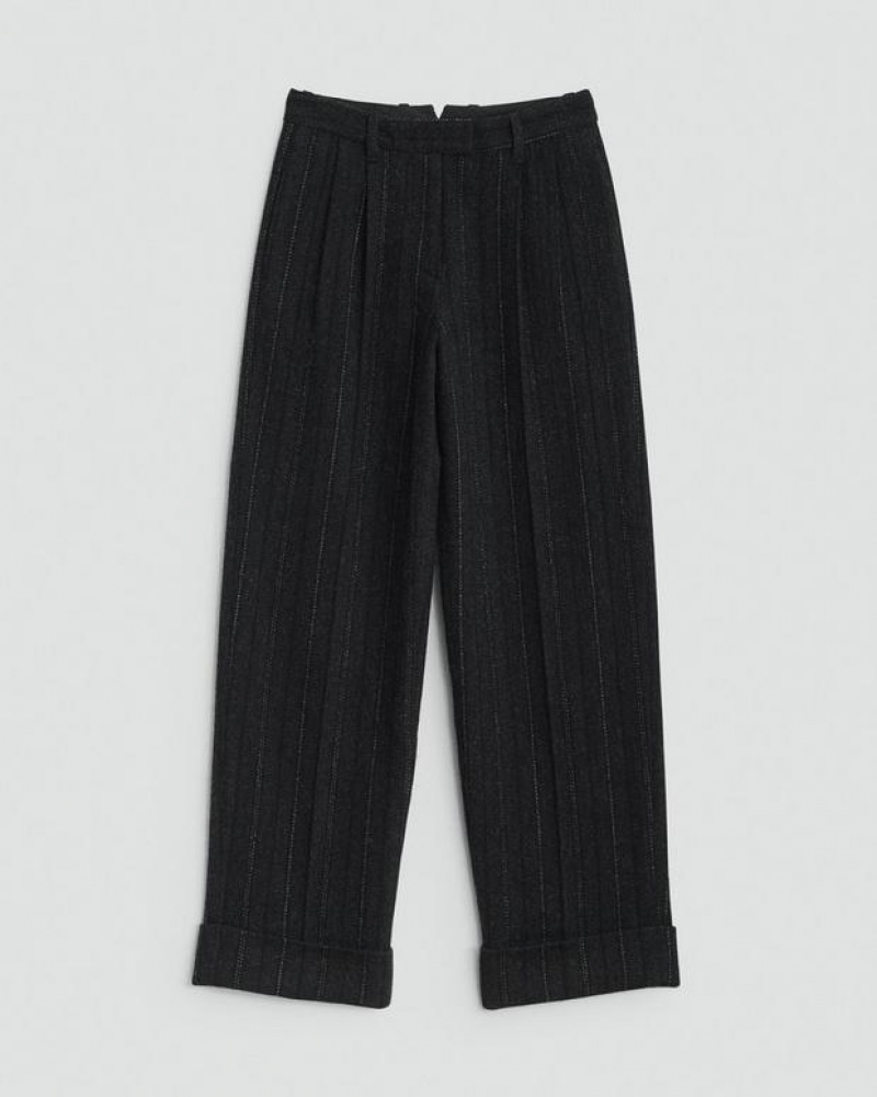 Rag & Bone Marianne Wool Pant Relaxed Fit Grey Stripe | 41529OYED