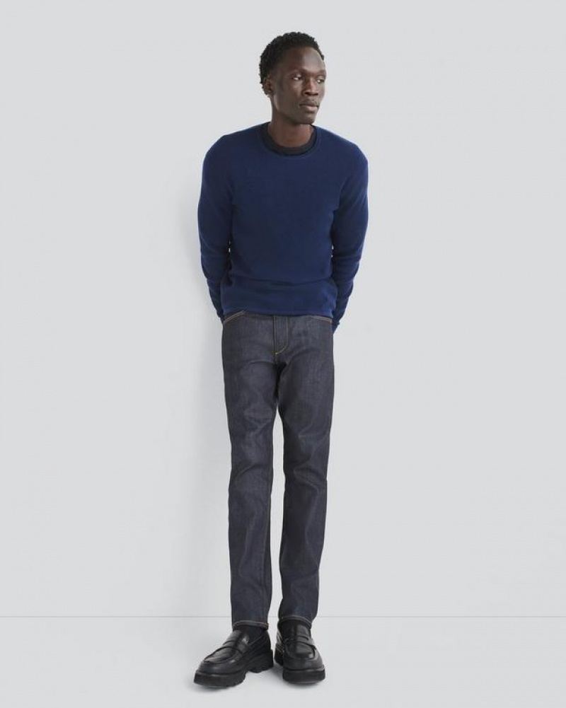 Rag & Bone Martin Merino Crew Classic Fit Navy | 74062GMVU