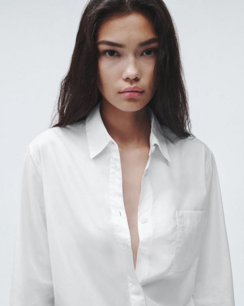 Rag & Bone Maxine Cotton Poplin Shirt Classic Fit Button Down White | 73582JQOM