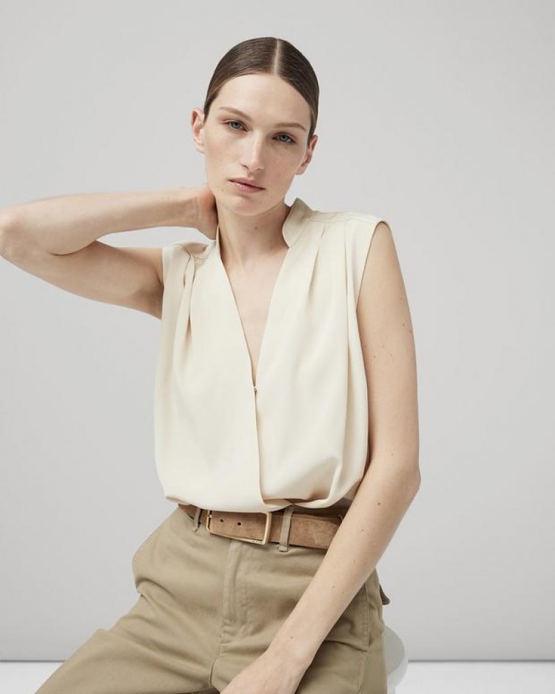 Rag & Bone Meredith Satin Blouse Classic Fit Top Ivory | 25974FDXC