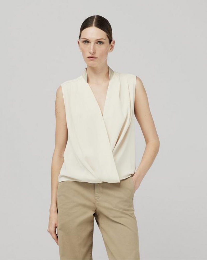 Rag & Bone Meredith Satin Blouse Classic Fit Top Ivory | 25974FDXC