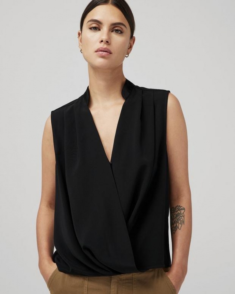 Rag & Bone Meredith Satin Blouse Classic Fit Top Black | 21895KNXB