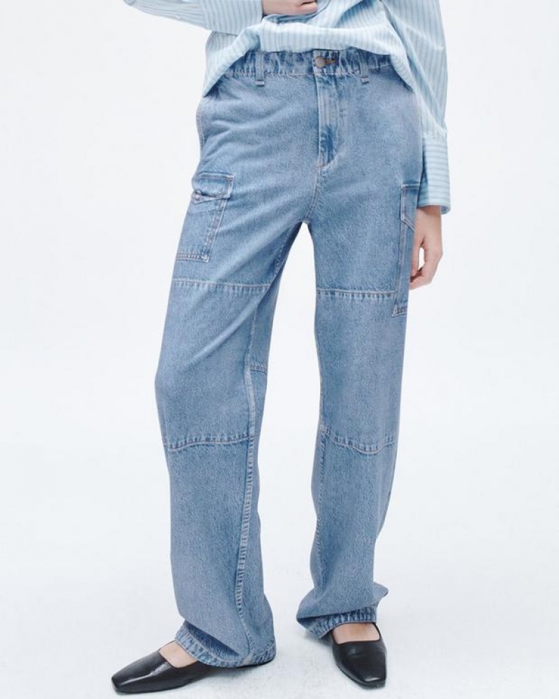 Rag & Bone Miramar Nora Cargo Trompe L'oeil Cotton Pant Celeste | 95614ULRM