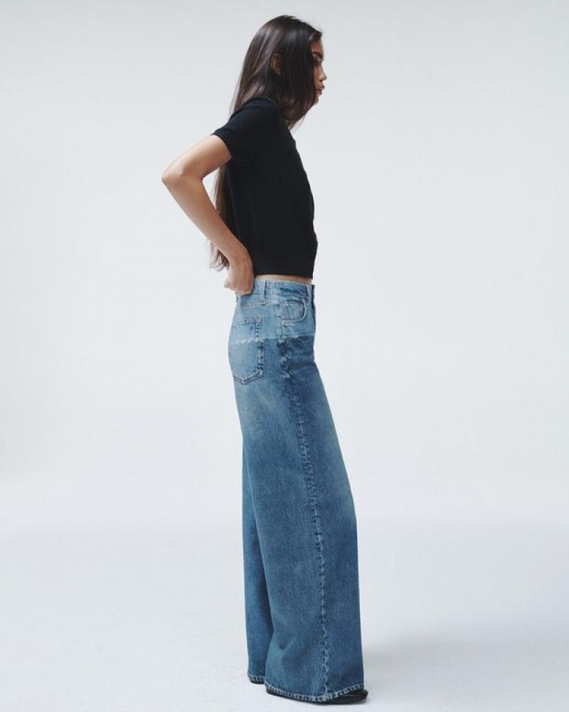 Rag & Bone Miramar Sofie Full Length Wide-Leg Trompe L'oeil Cotton Pant Antonia | 41390TOVU