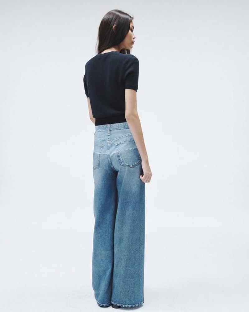 Rag & Bone Miramar Sofie Full Length Wide-Leg Trompe L'oeil Cotton Pant Antonia | 41390TOVU