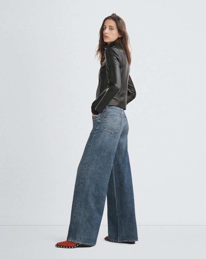 Rag & Bone Miramar Sofie Full Length Wide-Leg Trompe L'oeil Cotton Pant Kimber | 34582OYEB