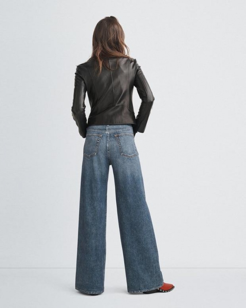 Rag & Bone Miramar Sofie Full Length Wide-Leg Trompe L'oeil Cotton Pant Kimber | 34582OYEB