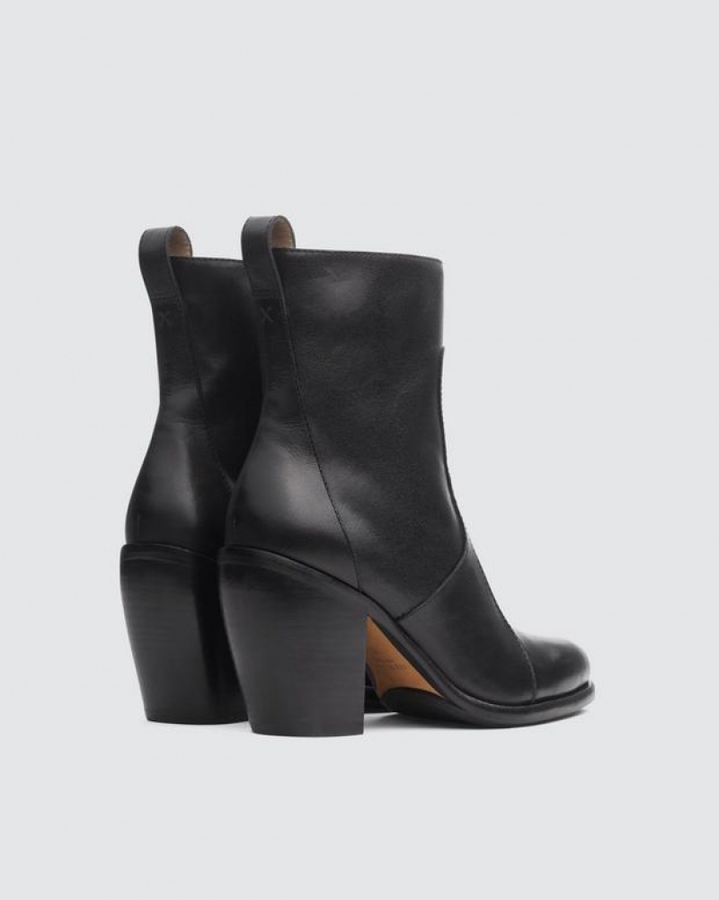 Rag & Bone Mustang Mid Boot - Leather Heeled Ankle Boot Black | 75481IFDH