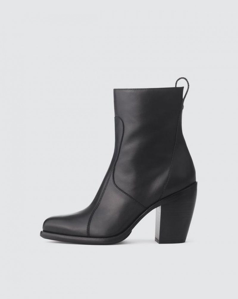 Rag & Bone Mustang Mid Boot - Leather Heeled Ankle Boot Black | 75481IFDH