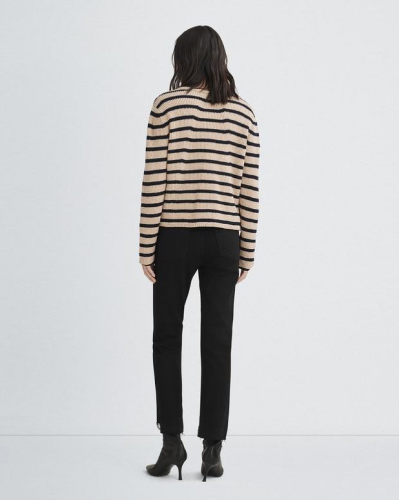 Rag & Bone Nancy Wool Cardigan Relaxed Fit Sweater Oatmeal | 96382MOXV