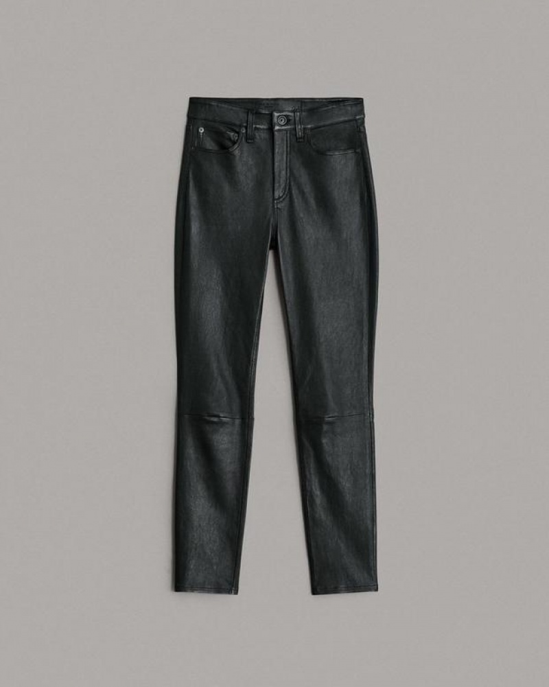 Rag & Bone Nina High-Rise Skinny Leather Pant Slim Fit Pant Black | 87506TQMS